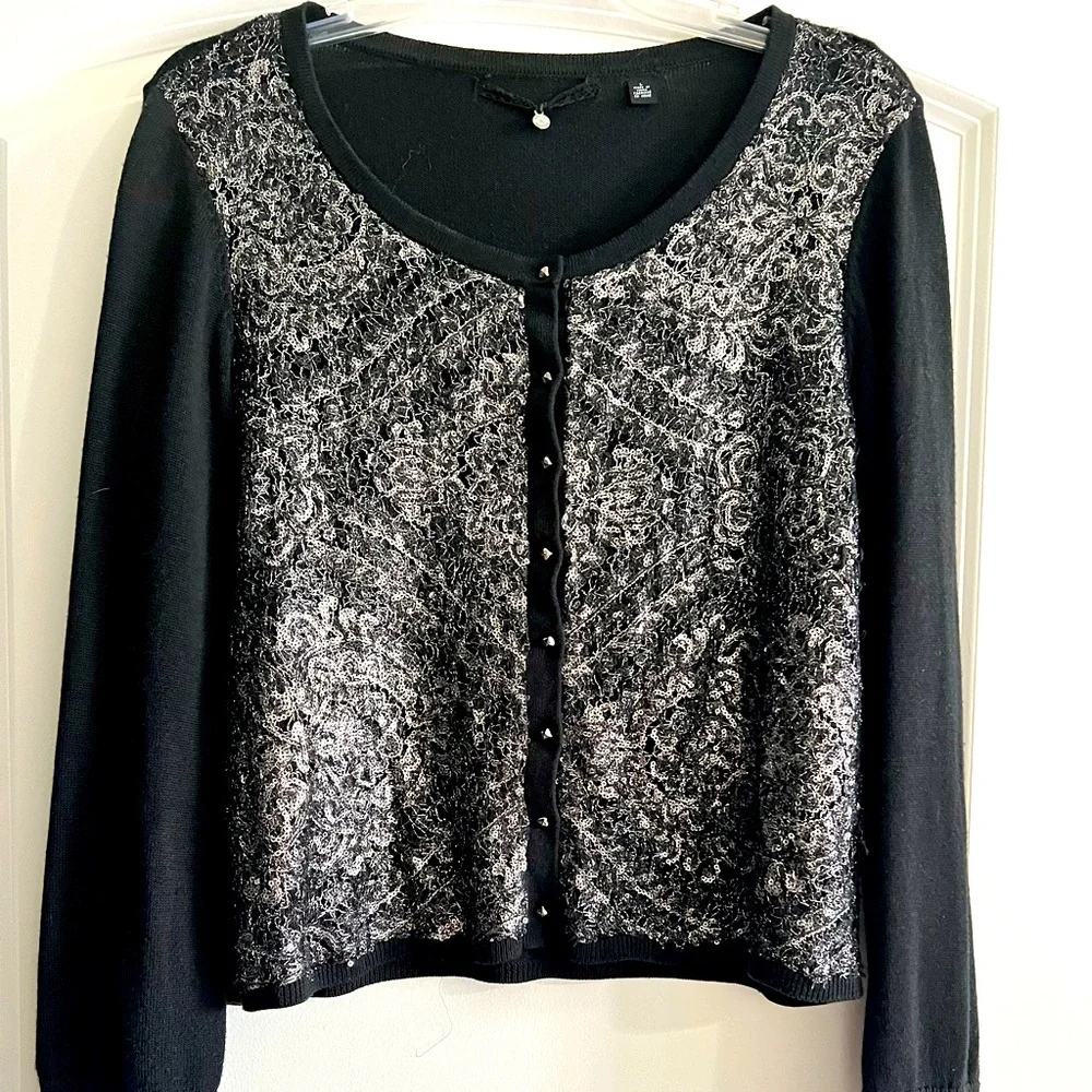 Anthropologie Sweater NWOT Sequined Detail Knitted And Knotted Size L Amazing! - Picture 2 of 10